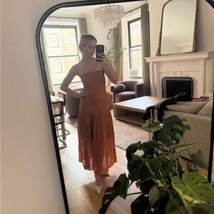 Chic Strapless Orange Dress